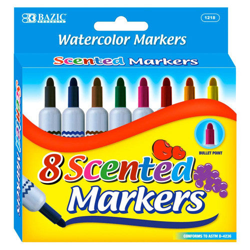 BAZIC 8 Color Scented Jumbo Watercolor Marker