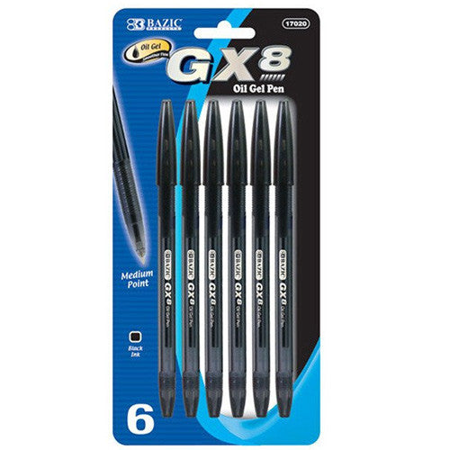 BAZIC GX-8 Black Oil-Gel Ink Pen (6/Pack)