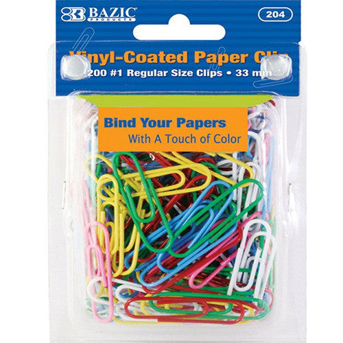 BAZIC No.1 Regular (33mm) Color Paper Clips (200/Pack)