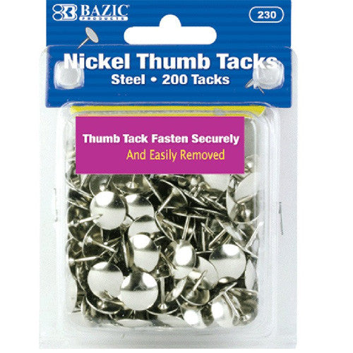 BAZIC Nickel (Silver) Thumb Tack (200/Pack)