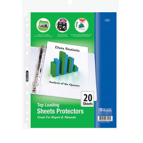 BAZIC Top Loading Sheet Protectors (20/Pack)