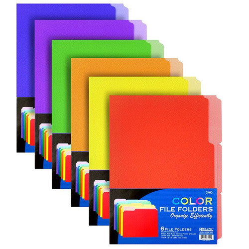 1/3 Cut Letter Size Color File Folder (6/Pack)