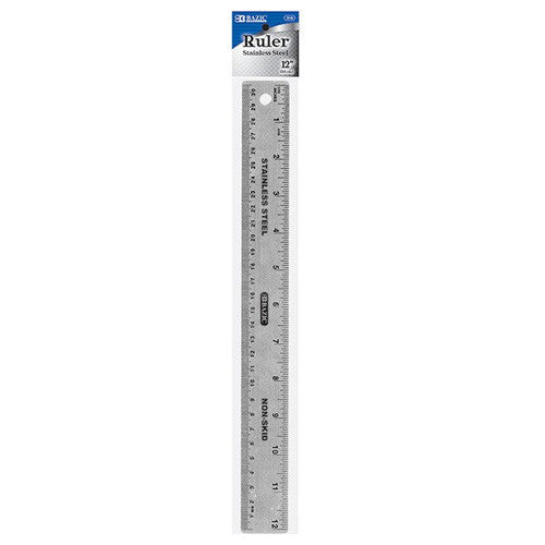 BAZIC 12" (30cm) Stainless Steel Ruler W/ Non Skid Back