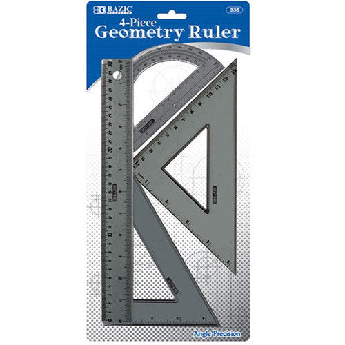 BAZIC 4-Piece Geometry Ruler Combination Sets