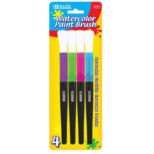 BAZIC Jumbo Watercolor Paint Brush (4/Pack)