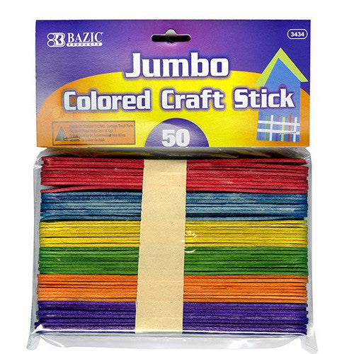 
BAZIC Jumbo Colored Craft Stick (50/Pack)