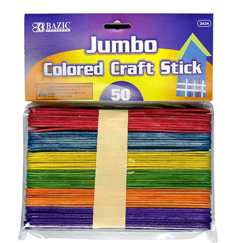 BAZIC Jumbo Colored Craft Stick (50/Pack)