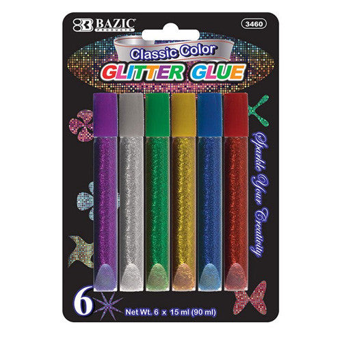 BAZIC 15 ML Classic Glitter Glue Pen (6/Pack)