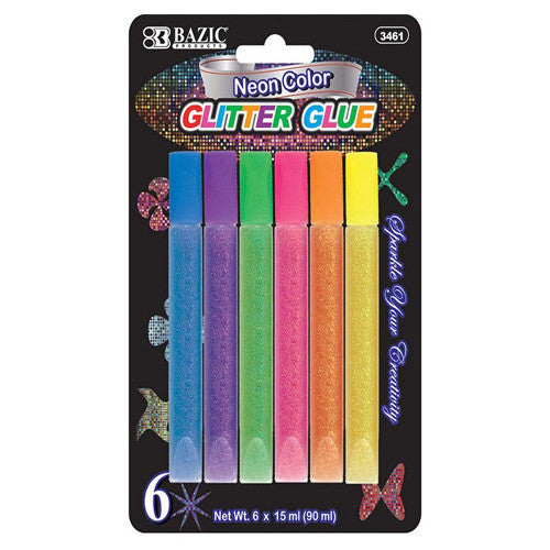 BAZIC 15 ML Neon Glitter Glue Pen (6/Pack)