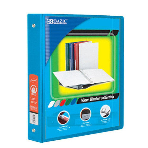 1" Cyan 3-Ring View Binder With 2 Pockets
