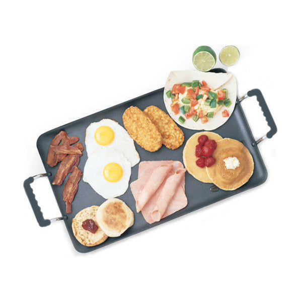 42142 - Nonstick Double Burner Griddle Silicon Handle