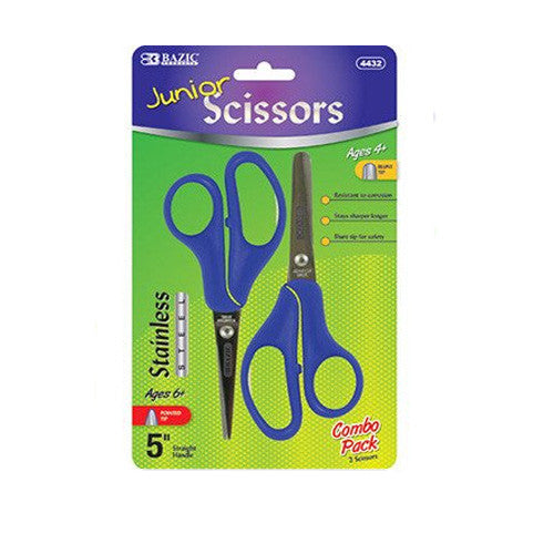 BAZIC 5" Blunt & Pointed Tip School Scissors (2/Pack)