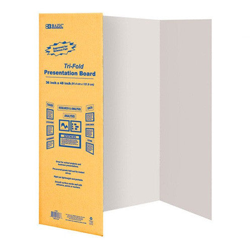 BAZIC 36" X 48" White Tri-Fold Corrugated Presentation Board