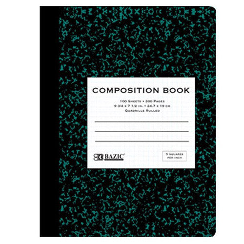 100 Ct. 5-1" Quad-Ruled Marble Composition Book