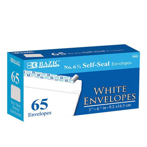 BAZIC #6 3/4 Self-Seal White Envelope (65/Pack)