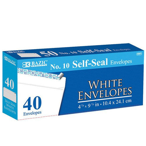 BAZIC #10 Self-Seal White Envelope (40/Pack)