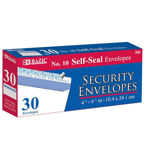 BAZIC #10 Self-Seal Security Envelope (30/Pack)