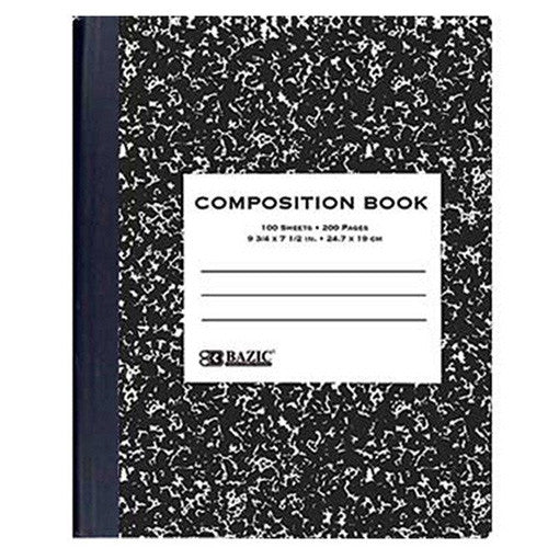 W/R 100 ct. Black Marble Composition Book