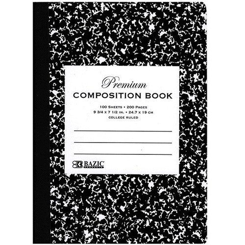 C/R 100 Ct. Premium Black Marble Composition Book