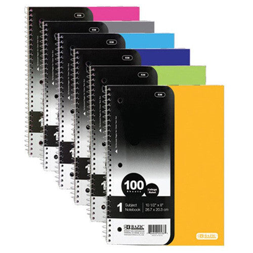 C/R 100 Ct. 1-Subject Poly Cover Spiral Notebook