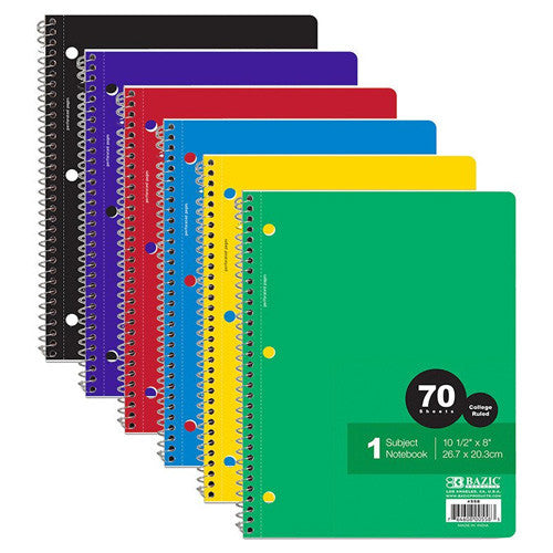 C/R 70 ct. 1 Subject Spiral Notebook
