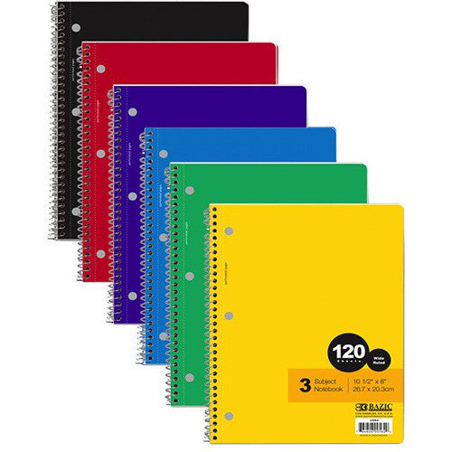 W/R 120 ct. 3 Subject Spiral Notebook