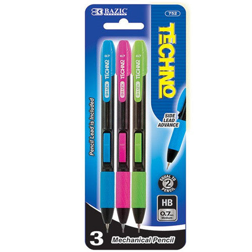BAZIC Techno 0.7 Mm Mechanical Pencil (3/Pack)