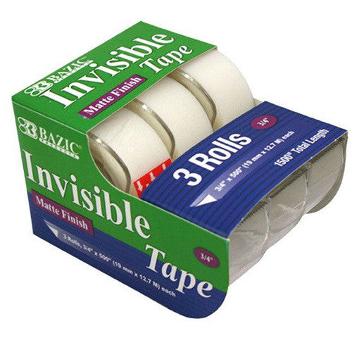 BAZIC 3/4" X 500" Invisible Tape (3/Pack)