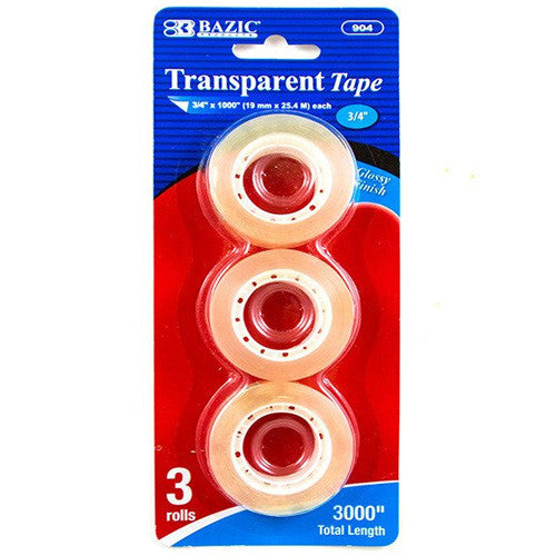 BAZIC 3/4" X 1000" Transparent Tape Refill (3/Pack)