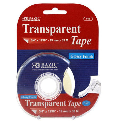 BAZIC 3/4" X 1296" Transparent Tape W/ Dispenser