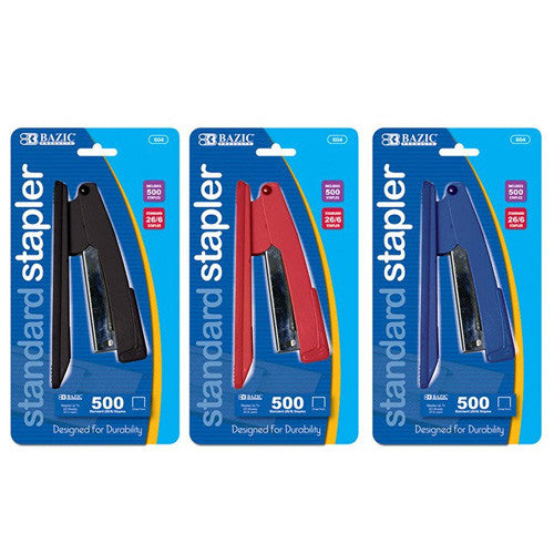 BAZIC Standard (26/6) Metal Stapler W/ 500 Ct. Staples