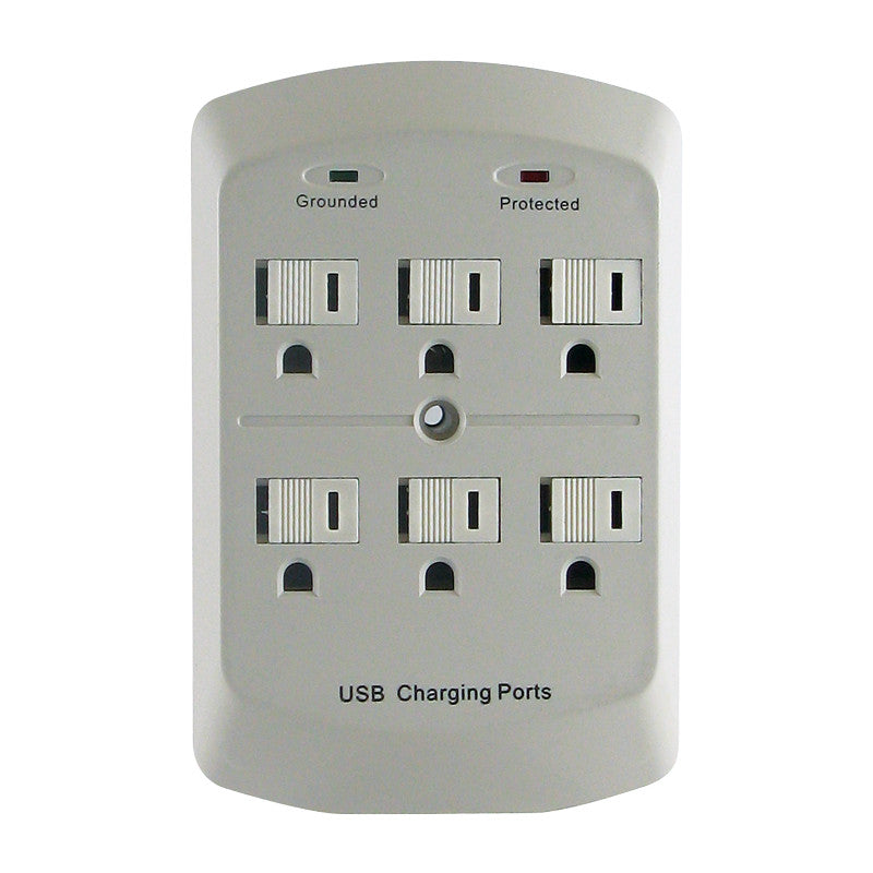 PAG601AU-6 Outlet Wall Tap with 2 USB Ports