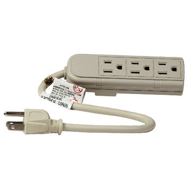 3 Outlet, 1 Foot Grounded Power Strip