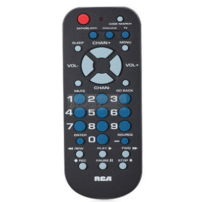 RCA Universal remote control for operating up to 3 electronic devices
