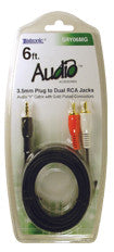 SRY06MG-6 ft. 3.5mm Stereo Plug to RCA Plugs Cable