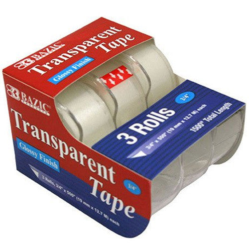 BAZIC 3/4" X 500" Transparent Tape (3/Pack)