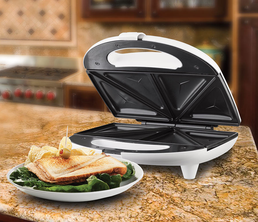 TS-240W Non-Stick Compact Dual Sandwich Maker, White