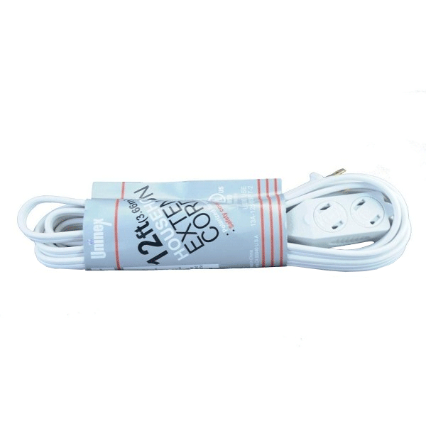 12FT HOUSEHOLD EXTENSION CORD (WHITE)